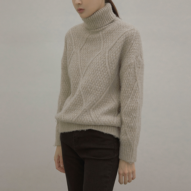 (T-6372)Dia loose turtleneck knit