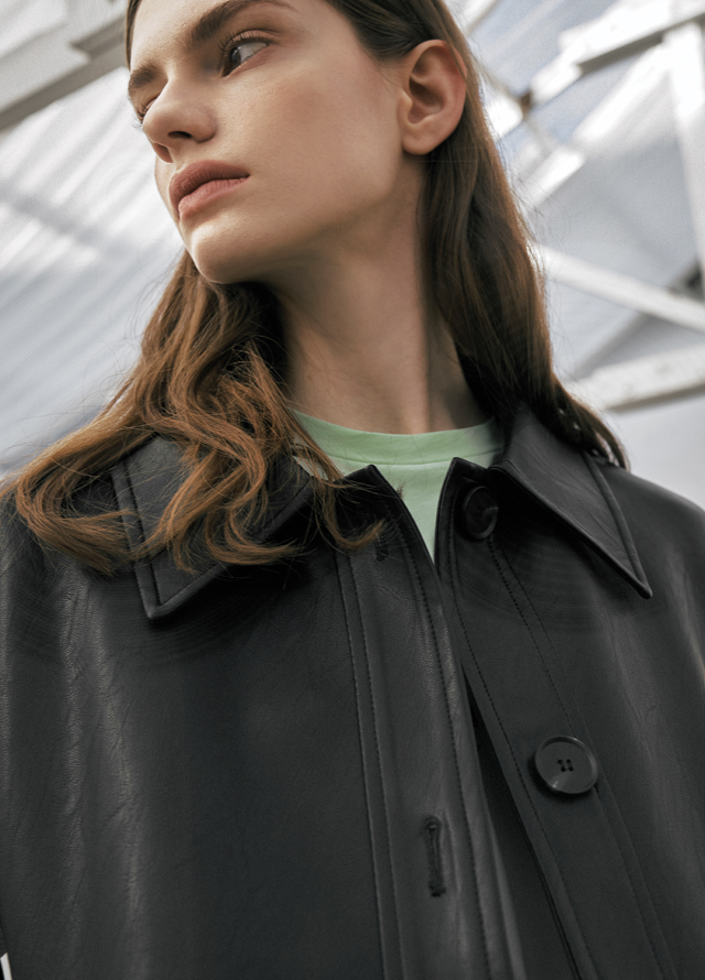 (SK-4520) Mute Faux Leather Set-up Mini Skirt Korea