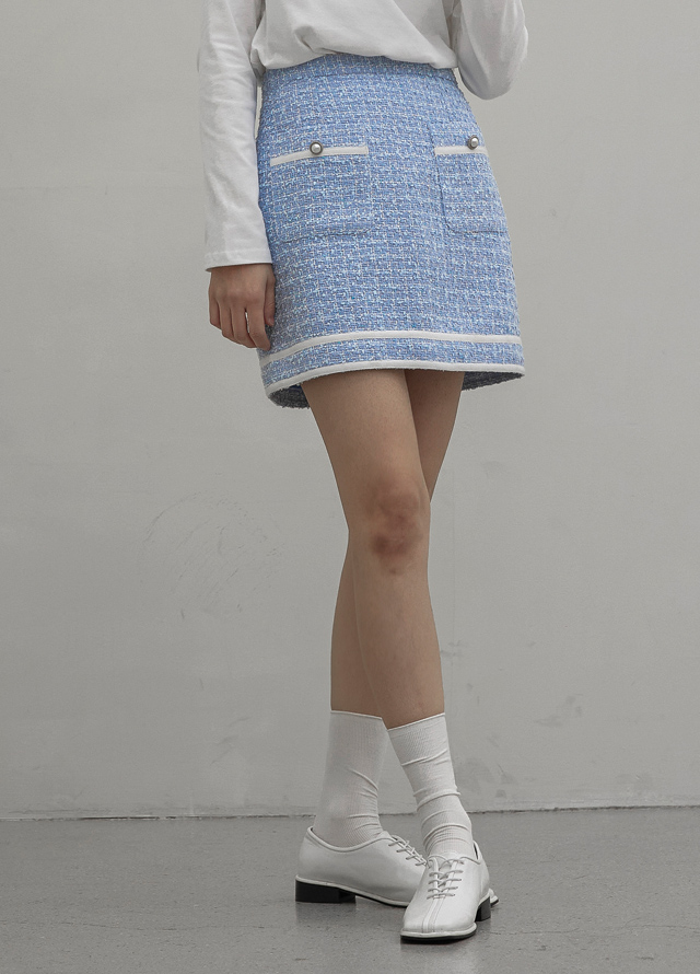 (JK-2625) Line Pastel Tweed Set-up Jacket Korea