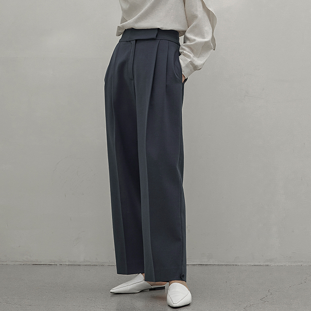 (PT-5171)Muted Wool Set-up Volume Pants