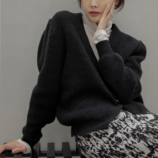 (CD-1921) Daily loose V-neck knit cardigan