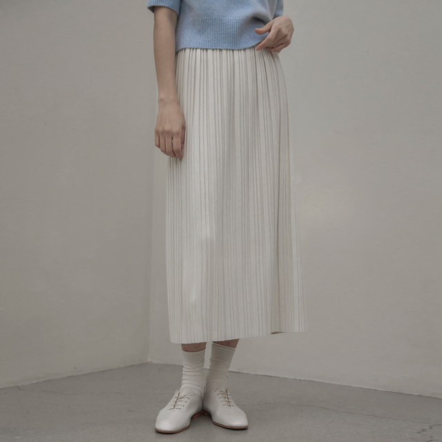 (SK-4633) Easy Pleated Banding Knit Skirt