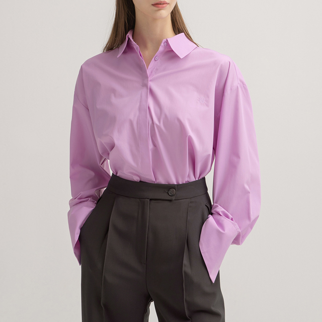 (BL-3998) Embroidered Solid Overfit Blouse