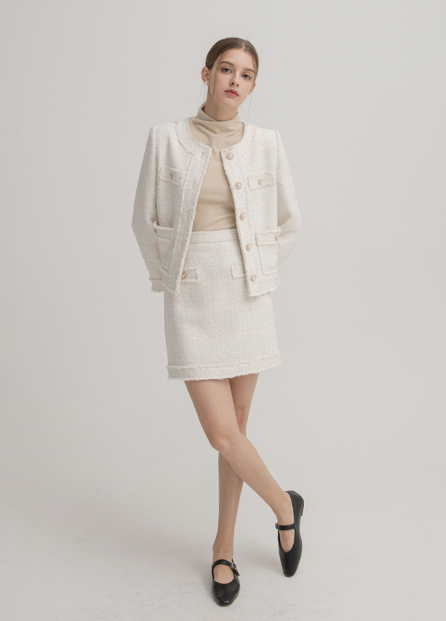 (JK-2660)Refined Tweed Set-up Jacket Korea