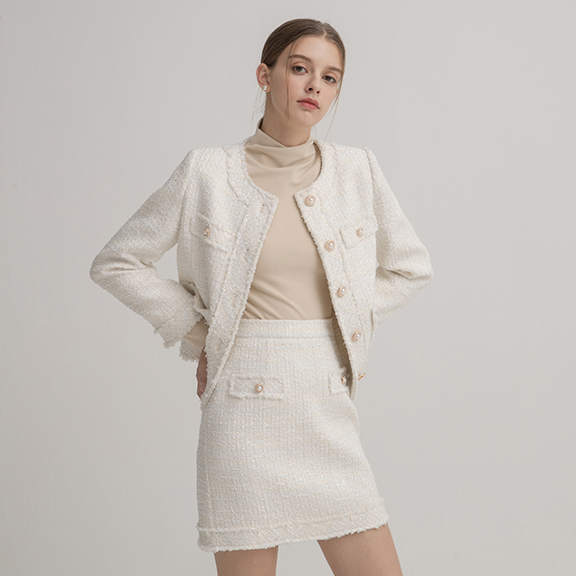(JK-2660)Refined Tweed Set-up Jacket