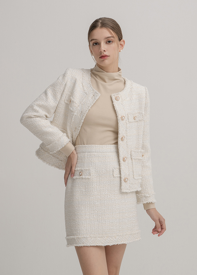 (SK-4579)Refined Tweed Set-up Mini Skirt Korea