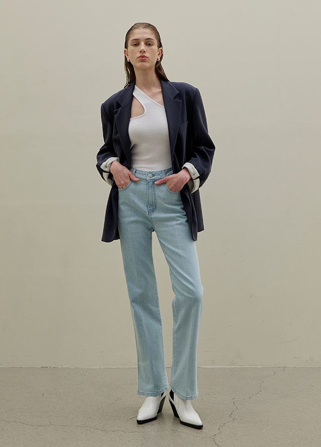 (JK-2857) Edith Set-up Sleeve Color Block Overfit Jacket Korea