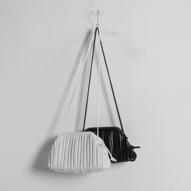 (B-2382) Pleated String Shoulder Bag