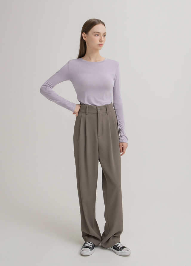 (T-6568)N Signature T022-Basic Round Slim Tee Korea