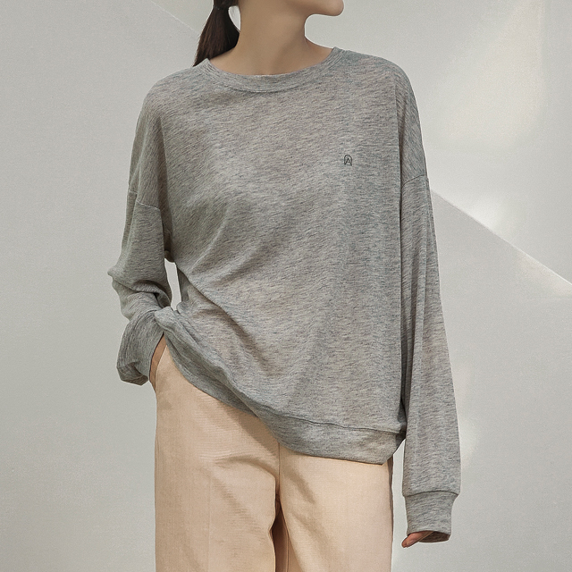 (T-6274) Melange See-through Man-to-Man Tee