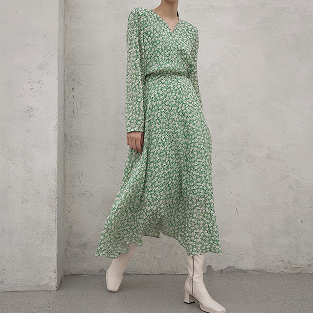 (OP-5852) Flower Print Long One Piece