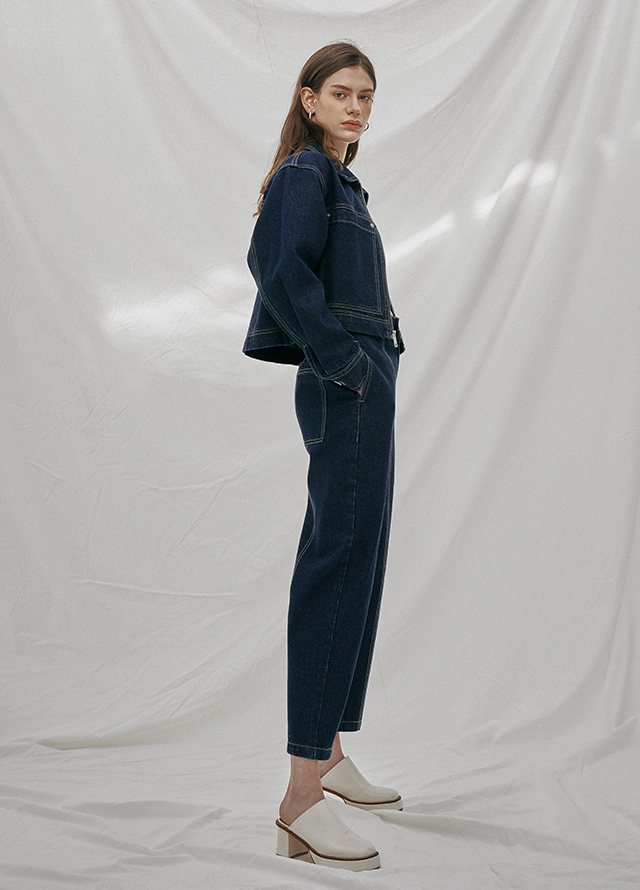 (JK-2641) Low Set-up Crop Denim Jacket Korea