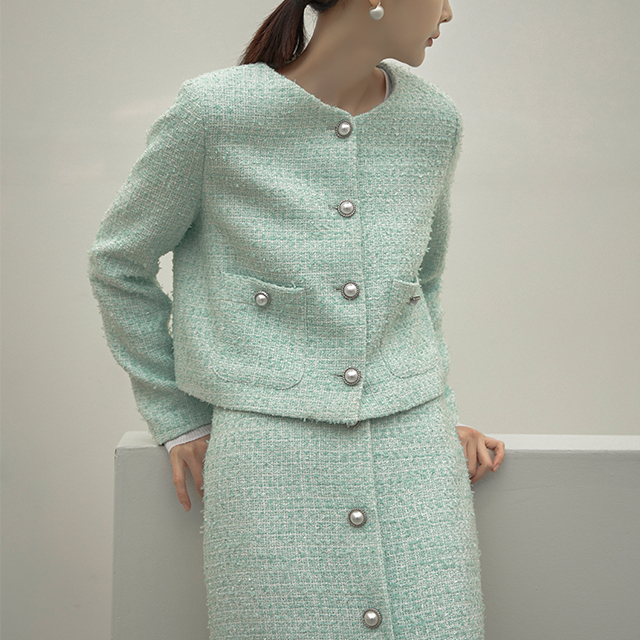(JK-2630)Lynne Tweed Crop Set-up Jacket
