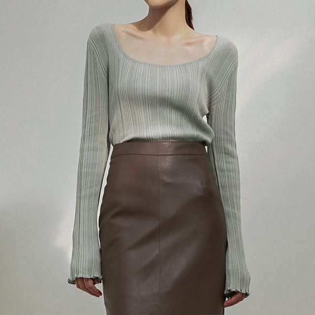 (T-6282) Address Square Neck Golji Knit