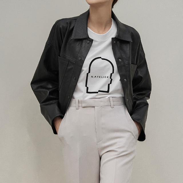 (JK-2638) Faux Leather Essential Jacket