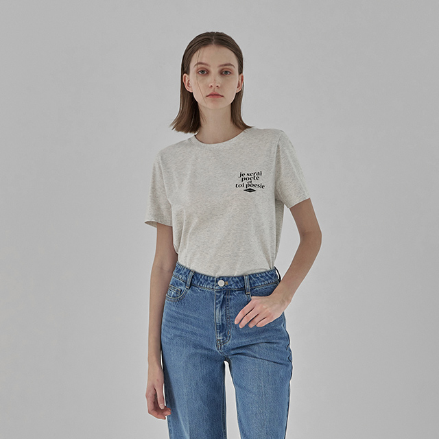 (T-6276) Poet Lettering Slim Tee Korea
