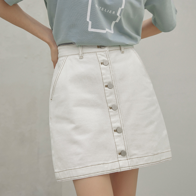 (SK-4514) New Casual Set-up Denim Mini Skirt