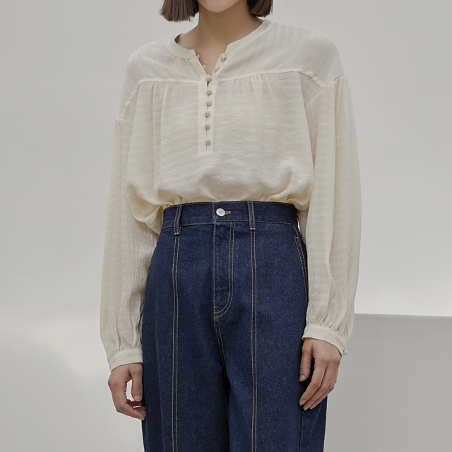 (BL-3970) Crease shirring blouse