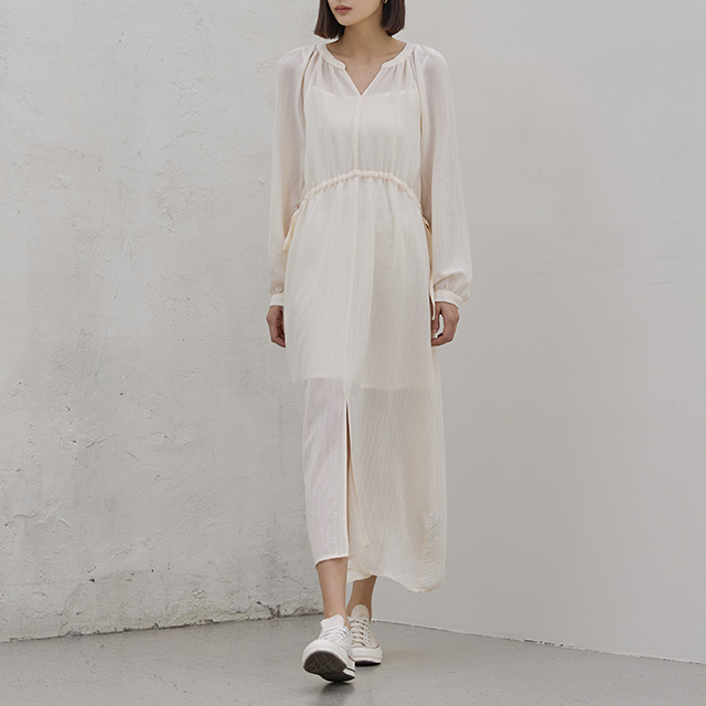 (OP-5849) Soft Pheasant Long One Piece Slip Set S