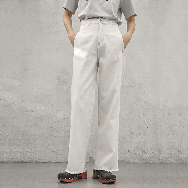 (PT-5109)Ove Set-up Semi Wide Denim Pants