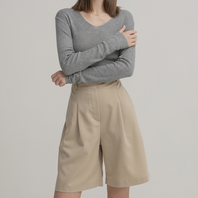 (T-6272)N Signature T018-Simple V-neck Golji Knit
