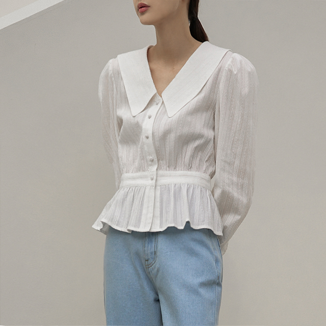 (BL-3977) Kara Puff Sleeve Shirring Blouse
