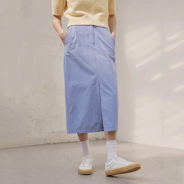 (SK-4607) Minimal Front Slit Banding Skirt
