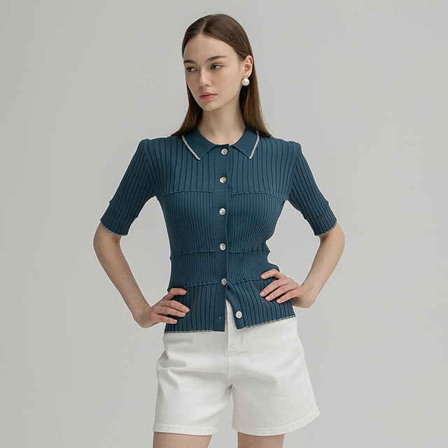 (CD-1929) Metal Line Cara Knit Cardigan