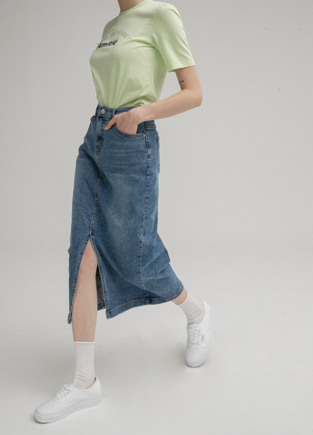 (T-5153) Flocking Lettering Tee Korea