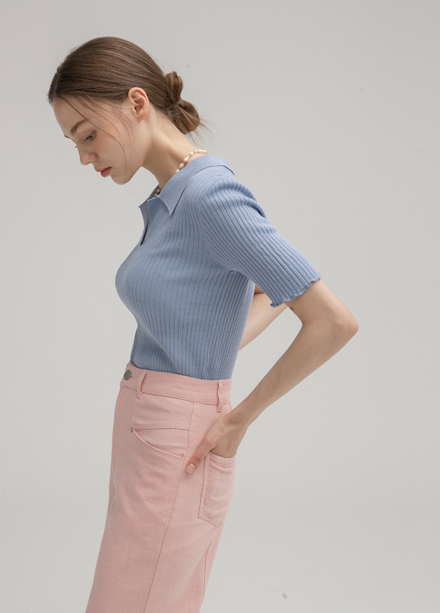 (PT-5201) Inside Slit Color Denim Pants Korea