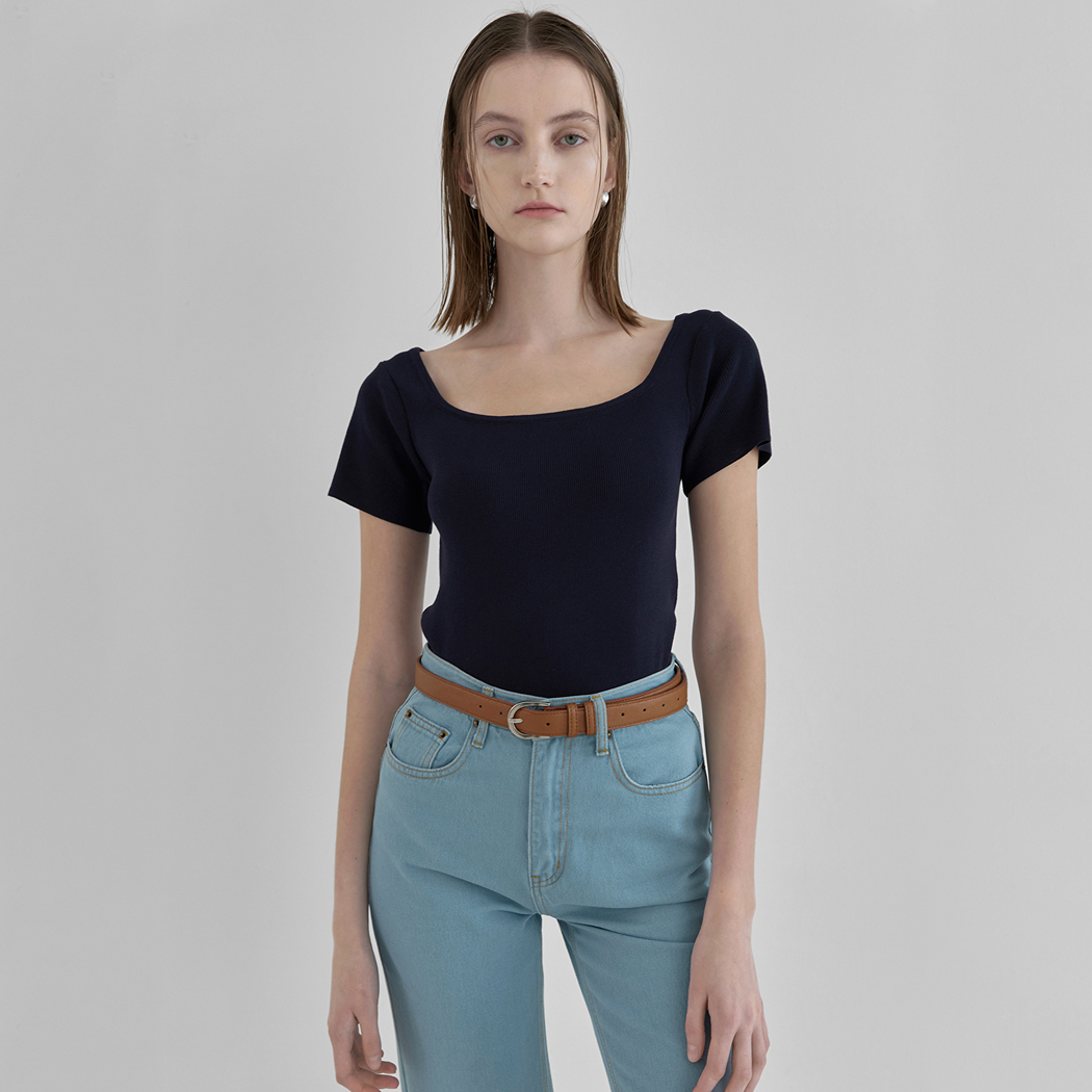(T-6482) Daily Square Neck Knit