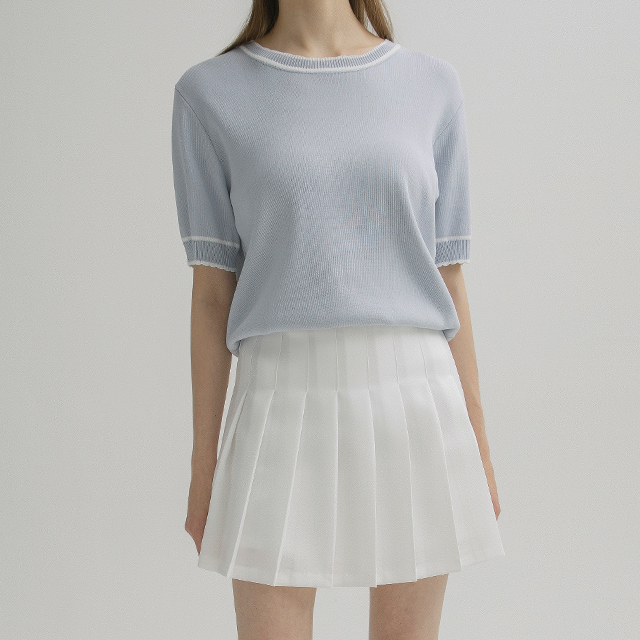 (T-6410) Scalloped color line knit