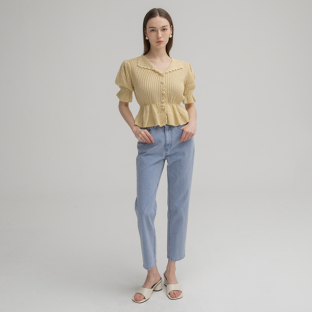 (PT-5307)Pigment Color Straight Denim Pants