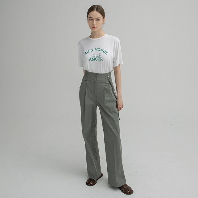 (PT-5197) High Waist Visor Wide Pants