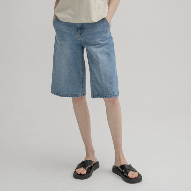 (PT-5329)Regular Bermuda Denim Pants