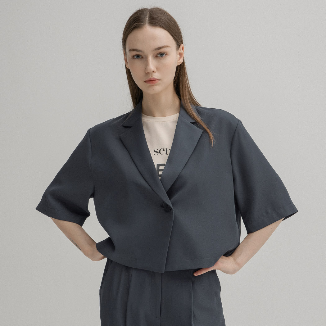 (JK-2704) Cool Fresh Set-up Crop Jacket