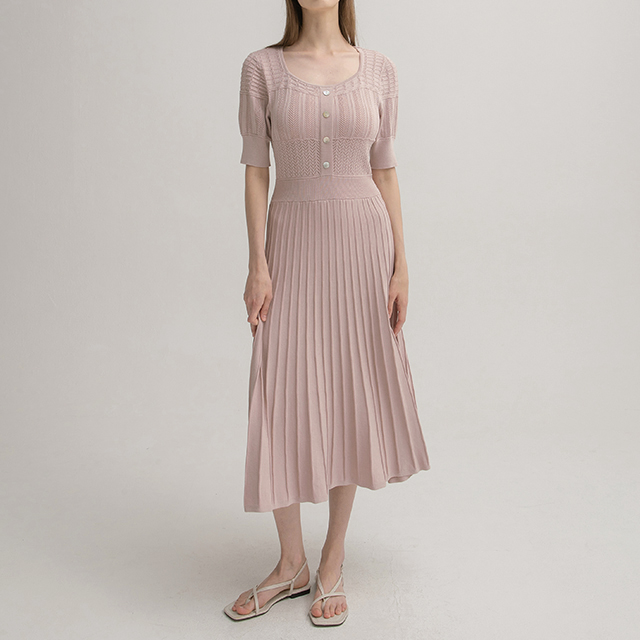 (OP-5929) Square neck skasi knit one-piece