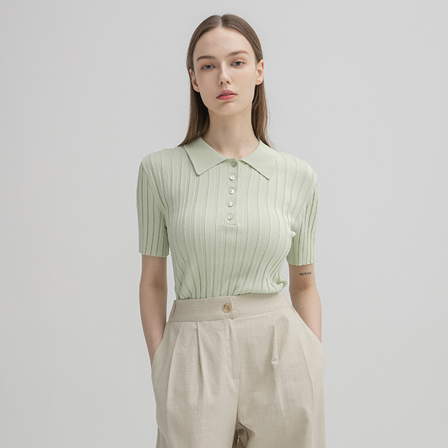 (T-6394) Kara Golji Slim Half Knit