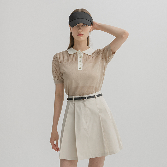 (T-6406) Kara color block metal skasi knit