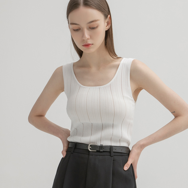 (T-6554) Light Line Sleeveless Knit
