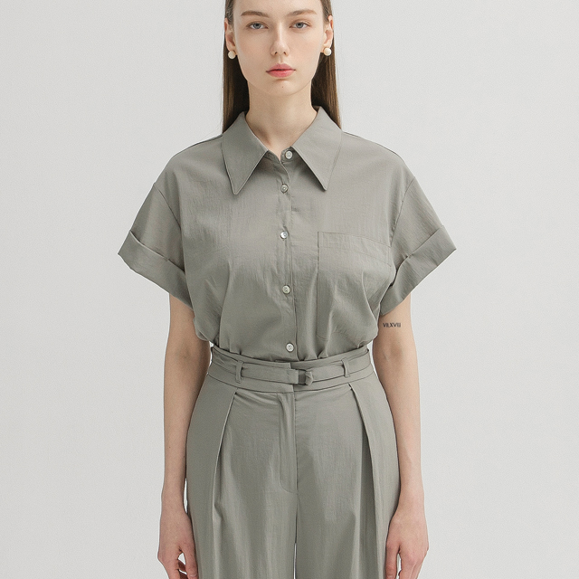 (BL-4014) Utility Cabra Set-up Blouse