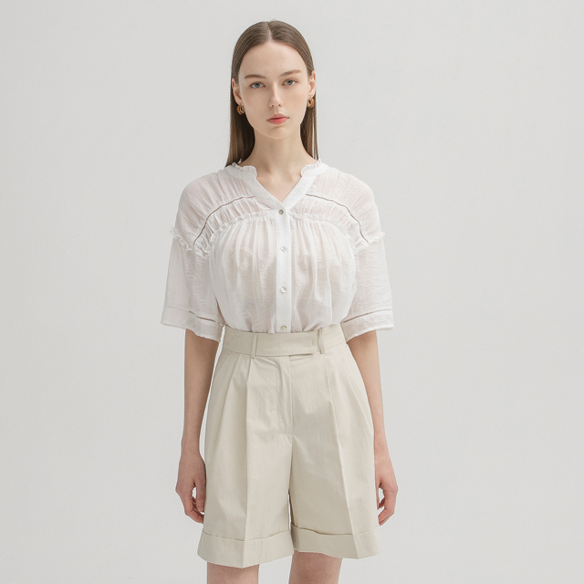 (BL-4016) Natural lace point blouse