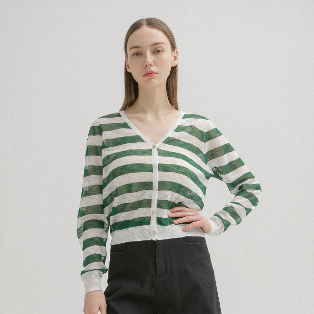 (CD-1969) Light Stripe Knit Cardigan