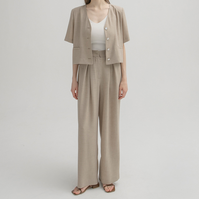 (PT-5200) Wide Tuck Cool Set-up Pants