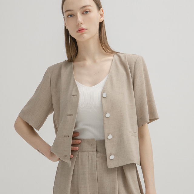 (JK-2682) Nokara Crop Cool Set-up Jacket