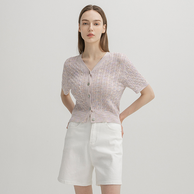 (CD-1958) Aurora V-neck Cable Knit Cardigan