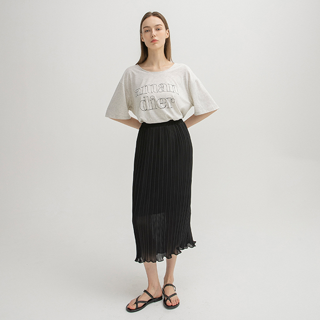 (SK-4698) Light Pleated Banding Skirt