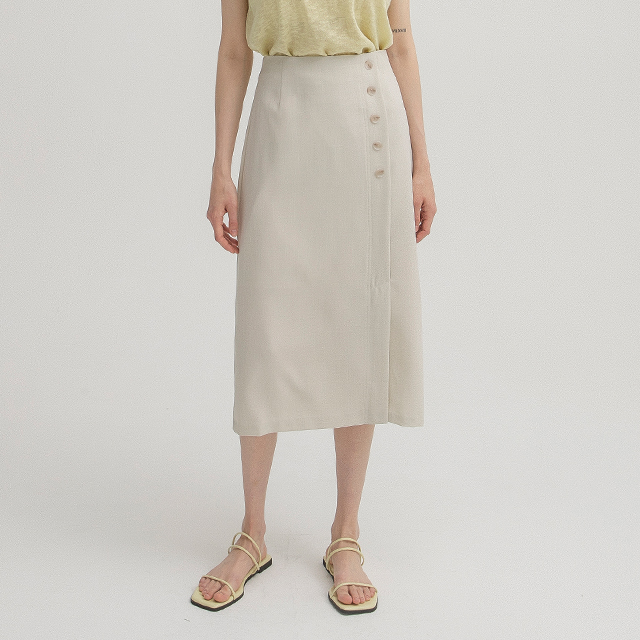 (SK-4702) Button Point Back Banding Skirt