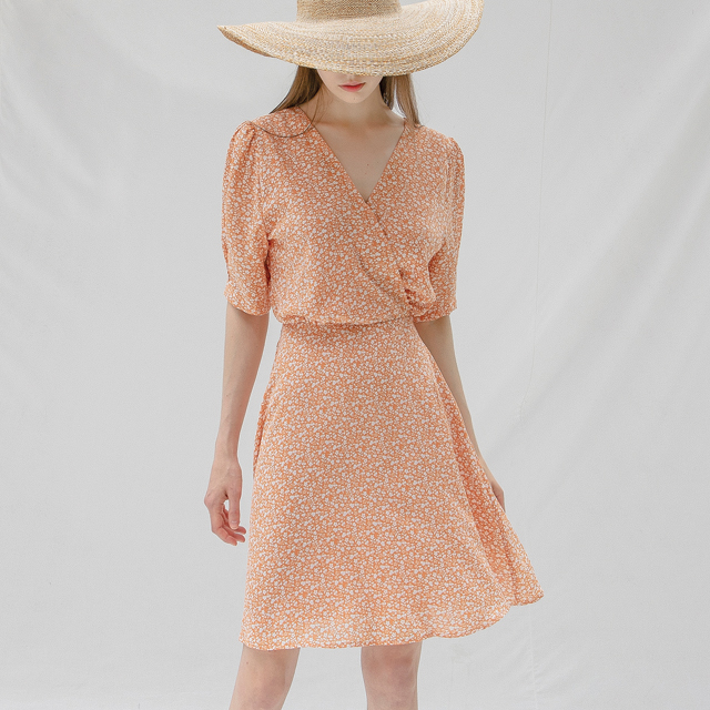 (OP-5943) Flower Print Wrap Mini One Piece