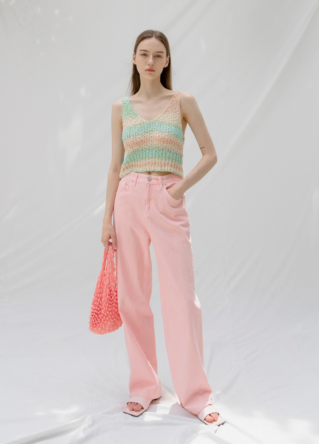 (T-6563)Basic Linen Sleeveless Tee Korea